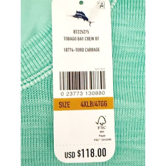 Tommy Bahama Turquoise Big Tall Tobago Bay Crew Neck Sweatshirt Sz 4XL Big New - Picture 5 of 8